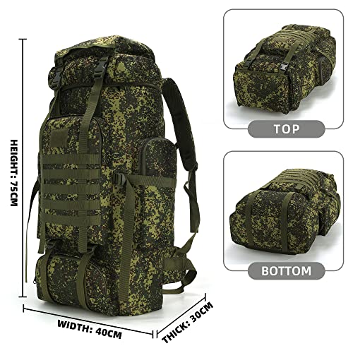 King'sGuard 70L Camping Hiking Backpack for Men Women Large Military Tactical Backpack Molle Rucksack Backpack for Outdoor - color: Green Camo