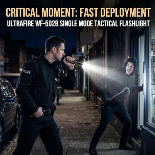ULTRAFIRE 1000 LM Single Mode Tactical Flashlight with Holster for Police | Nighttime law enforcement, security patrols, and outdoor hiking