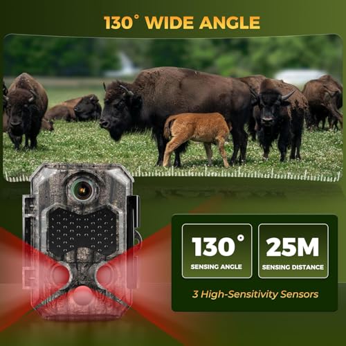 4K 84MP WiFi Trail Camera, Wildlife Camera with Night Vision | Game Camera with 0.1s Trigger & 130°Wide Angle, Trail Cameras with IP67 Waterproof Suitable for Outdoor Wildlife Detection