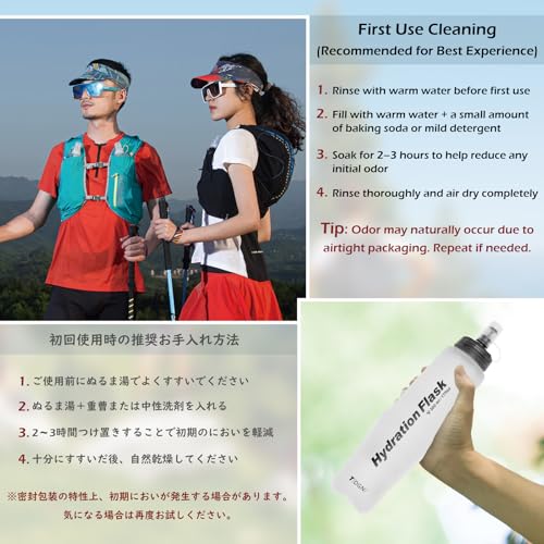 Running Water Bottle Handheld Plastic Flask Hydration Vest Packs Waist Belt Replacement for Runners Marathon Cycling Hiking - color: 03 Soft Flasks - White - 500ml/16.9oz - 2 Packs