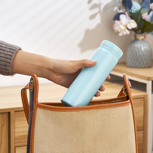 10oz Mini Water Bottle Stainless Steel Thermos Small Flask - Insulated Vacuum, Leak Proof, Keeps Drinks Hot/Cold - Ideal for Coffee, Tea, Water - Light Blue - color: Light Blue, size: 9.5 Ounces