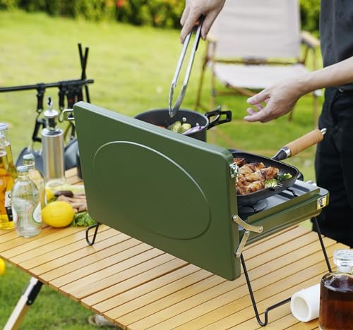 Portable Camping Gas Stove 2-Burner - color: Green