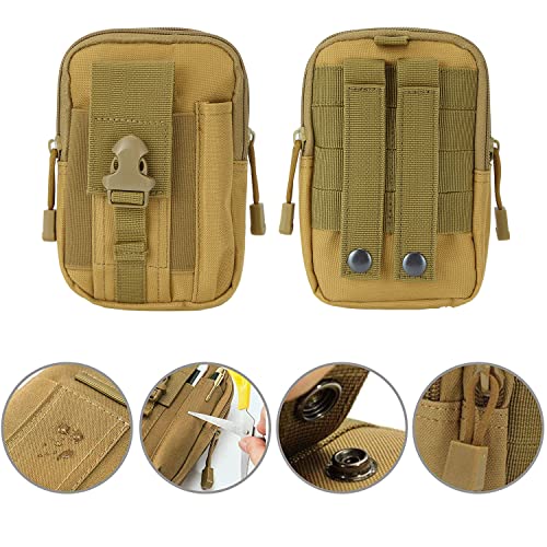 PHILEX Tactical Molle Pouch EDC Utility Gadget Outdoor Men Waist Bag with Phone Belt Clip Holder Holster - color: 2 Pack Brown