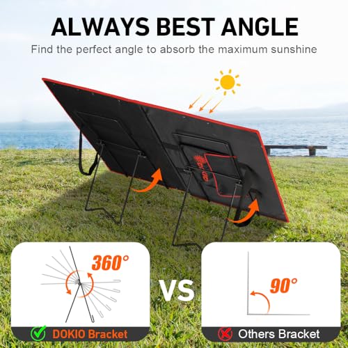 DOKIO Portable Solar Panel Tilt Stand for Foldable Panels, Stainless Steel | Quick angle adjustment, stainless steel construction and hex wrench; for foldable panels on RVs, tents and balconies