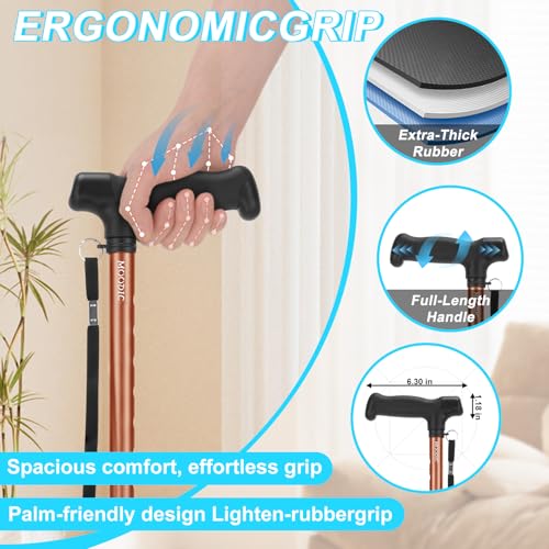 Collapsible Cane for Women,‌1.36 lb,15.75" Folded,Under 5'9",Orange - color: Basic Orange Cane(30.31-37.40in)