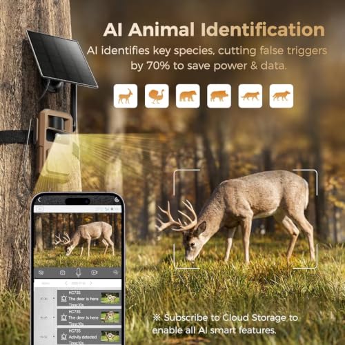 Loatos 48MP Trail Camera, AI Animal Detection 2K Live Cellular Trail Camera | 4G LTE Built-in-SIM, Real-Time Alert 0.1s Trigger, Game Cameras with Night Vision Motion Activated Waterproof IP66 Trail Cam