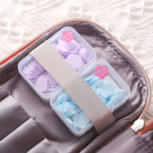 100Pcs Mini Portable Travel Soap Paper Sheets,Flower Shape Disposable Papers Soap Flakes, Cleaning Washing Hand Toiletry Paper Soaps Sheets，Foot and Hand Care，Cleansers，Hand Wash (Green)