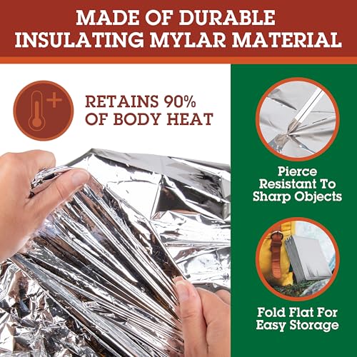 Grizzly Gear Emergency Mylar Thermal Blankets (10 Pack) Survival Kit - size: 10-Pack