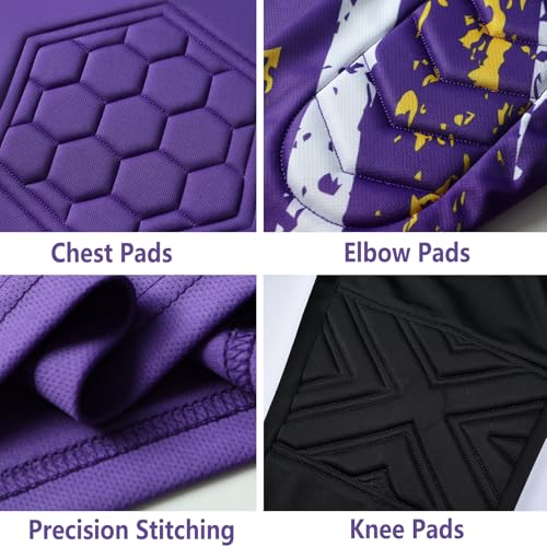 Youth Goalkeeper Kit for Boys and Girls - Football Goalkeeper Jersey and Shorts for Kids - color: Purple, size: 7-8Years