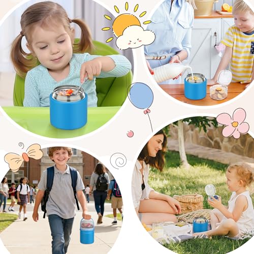 2 - in - 1 Soup Thermo for Hot Food 14oz with Snack Box Container Leak Proof Insulated Lunch Container Kids and Adults Stainless Steel Double Wall Vacuum Wide-mouth Thermal with Spoon and Handle - color: Gray, size: 14oz