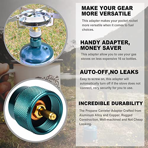 Propane to Butane Adapter Camping Stove Adapter Gas Converter 16 oz Propane Tank Input EN417 Valve Output Camp Fuel Refill Adapter for Outdoor Backpack Hiking (Dark Green X 1 Pack) - color: Dark Green X 1 Pack