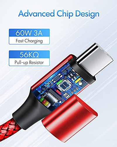 etguuds USB C to USB C Cable 3ft, 2-Pack 60W C to C Cable Fast Charging | for iPhone 17 16 15 Pro Max Plus Air, Samsung Galaxy S26 S25 S24 S23, USBC iPad MacBook Charger Cord Type C, Pixel, Red - color: Red, size: 3ft