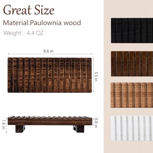 Bathroom Tray Rustic Farmhouse Decor Wood Stand, 8.6" * 3.6" Dark Brown | Waterproof, Lightweight, Easy Clean, Wood Riser Kitchen soap holder Accessories for Office Desk, Vanity, Counter, Sink - color: Drak Brown, size: 8.7" x 3.6" x 1.6"