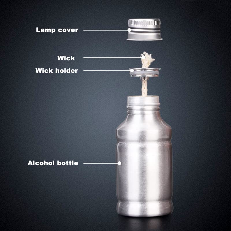 Portable Alcohol Burner Lamp Case 100ml Aluminum Alloy Stoves Alcohol Lamp for Outdoor Hiking Picnic Lab Equipment - 1Pack Purple Alcohol Stove with 10pcs Cotton Wicks - size: Purple 1Pcs + 10Pcs wicks