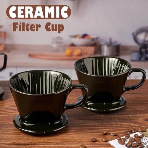 Pour Over Coffee Dripper, Ceramic Pour Over Coffee Maker, Black - color: Black