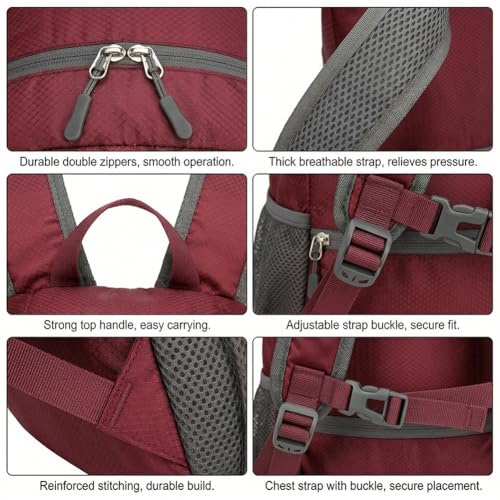 Ultra Lightweight Hiking Packable Backpack 20L, Waterproof Foldable Daypack Backpacks for Men Women Travel Camping, Purple - color: Purple