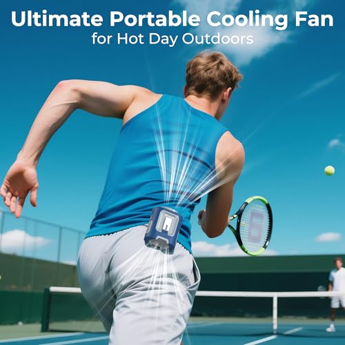 AMACOOL Mini Portable Waist Fan Clip on, 13000RPM Wearable Shirt Belt Fan - color: NAVY