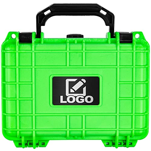 Eylar Protective Gear and Camera Hard Case with Custom Logo Engraved Plate, Water & Shock Proof w/Foam TSA Approved 8.12 inch 6.56 inch 3.56 inch (Neon Green) - color: Neon Green