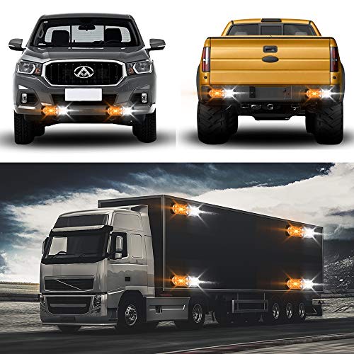12-24V 20-LED Super Bright Emergency Strobe Warning Caution Hazard Construction Waterproof Flashing Strobe LED Light Bar Surface Mount for Car Truck SUV Van (Amber White) - color: Amber&White