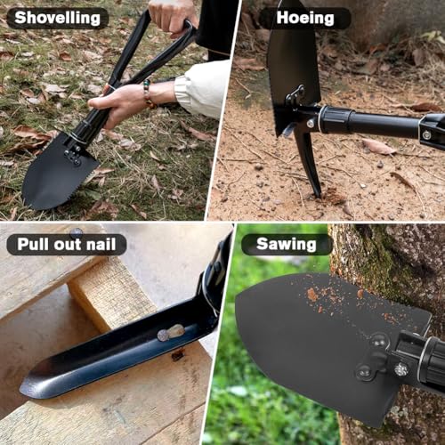 Digging Shovel, 18.5'' Lightweight Camping Shovel Portable High Carbon Steel Folding Mini Trowels for Outdoor Camping Backpacking Hiking Car Emergency Home Garden - color: Black, size: 18.5'' Medium