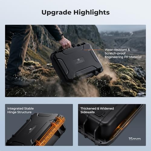 K&F CONCEPT Waterproof Hard Case, IP67 Protective Case with Pre-Scored Foam - color: Black
