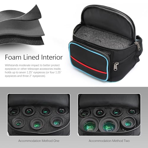 Astromania Telescope Bag, Multipurpose Bumbag Telescope Case for Accessory | Telescope Accessory for Eyepiece Barlow Lens, Portable Padded Telescope Carrying Case and Bag, with Adjustable Shoulder Strap - size: Small