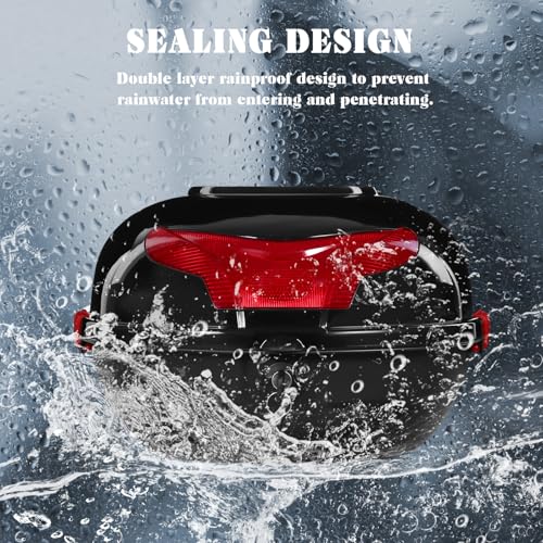 ULTECHNOVO Motorcycle Trunk 30 Liter Motorcycle Storage Top Box Hard Shell Rear Case with Reflective Strip Universal Mount Storage Box for Scooter Touring Bikes Daily Commutes 15.35 X 14.17 X 9.84 in