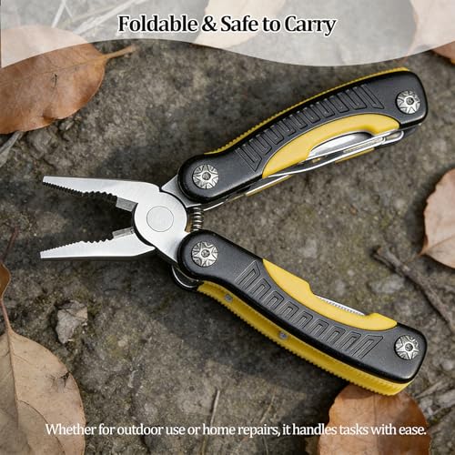 Compact 11-in-1 Mini Pocket Multitool Knife – Small Folding Pliers Tool with Blade, Screwdrivers & Nylon Sheath for EDC, Camping, Hiking