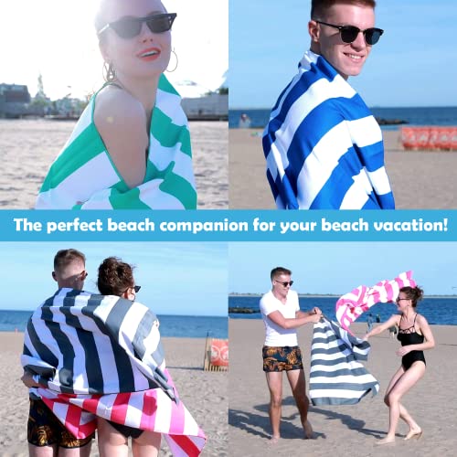 Your Choice Microfiber Beach Towel Sand-Free Quick Dry (67"x35"/60"x30") - color: O-rose Red Stripes, size: Extra Large(67x35")
