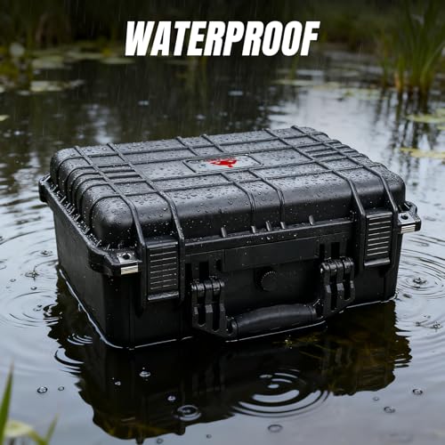 Jack Boss Waterproof Hard Camera Case with Pre-cut Foam,Black - color: BLACK, size: 16x12.8x6.8 in