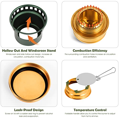 Portable 2 In 1 Mini Alcohol Stove Burner For Camping With Cross Stand - color: Green
