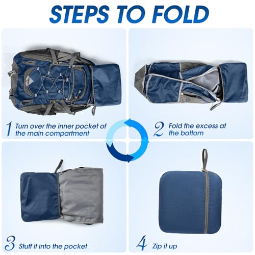 IGOLUMON Hiking Backpack 40L Packable Lightweight Camping Daypack Men Women | Multi-compartment storage Water-resistant Foldable Nylon Material Hiking Day pack for Camping Cycling Outdoor - color: Navy Blue