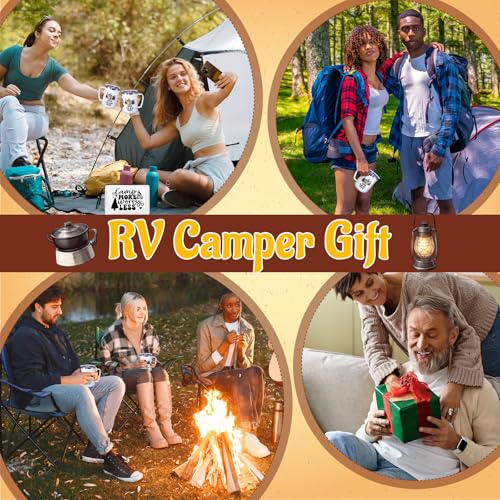 3 Pcs Camping Gifts 17oz Insulated Mug Makeup Bag Keychain for Christmas - color: White, style: Camper