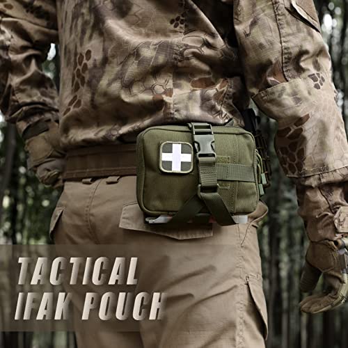LIVANS Rip Away IFAK Medical Pouch for MOLLE Gear | Small Tactical First Aid Bag with Quick Release Panel, 1000D Nylon & Organizer - color: Army Green