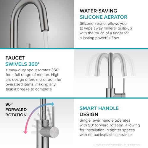 KRAUS Oletto Single Handle Kitchen Bar Faucet with QuickDock Top Mount Installation Assembly in Spot Free Antique Champagne Bronze, KPF-2600SFACB - color: Spot-Free Antique Champagne Bronze, style: Bar Faucet