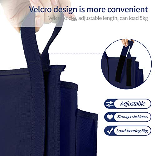 Bseash Bunk Bed Organizer, Bedside Caddy Hanging Bed Organizer Storage Bag 8 Pockets, for College Dorm Rooms Bed, Hospital Bed, Baby Bed Rails, 600D Oxford Cloth (Navy Blue) - color: Navy Blue, size: Large