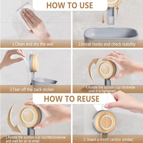 Double Layer Soap Dish for Shower 2 Pack, Wall Mounted Bar Soap Holder Suction Cup 2 Layer Self Draining Soap Case Sponge Holder for Shower Bathroom, Tub and Kitchen Sink, Grey - color: Grey