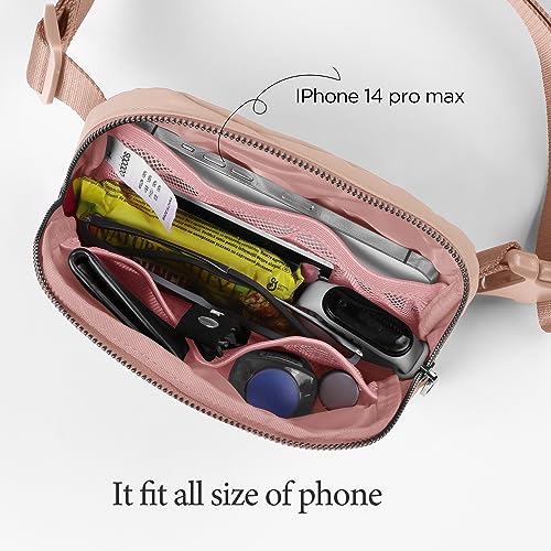 ODODOS Unisex Mini Belt Bag with Adjustable Strap Small Fanny Pack for Workout Running Traveling Hiking, Misty Rose - color: Misty Rose