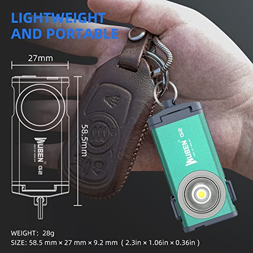 WUBEN G2 Mini Flashlight Keychain, 500 Lumens Rechargeable Pocket Flashlight, 5 Modes Small Led Flashlight, EDC Keychain Brightest Flashlight Magnetic Hat Clip for Travel,Walking,Hiking(Green) - color: Green