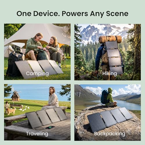 45W Portable Solar Panel Charger, 25.4% Efficiency, Dual USB-C | 25W PD and USB-A outputs charge phones and power banks; 1.7 lb foldable IP68-rated design fits camping and backpacking