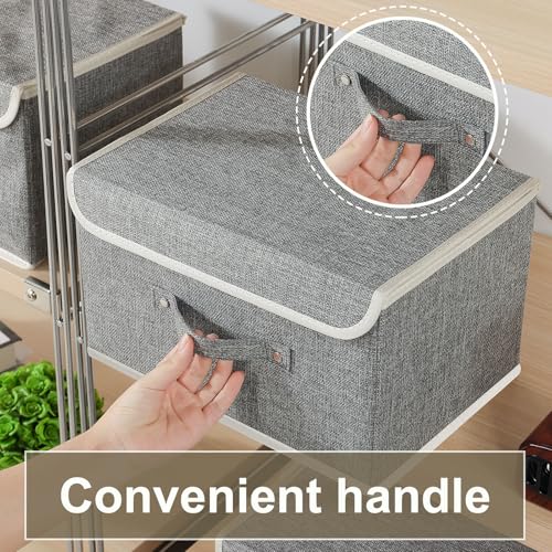 Foldable Fabric Storage Cubes with Lids,Grey 13x9.1x7.9in,5 Pack - color: Grey, size: 13x9.1x7.9in(5-pack)