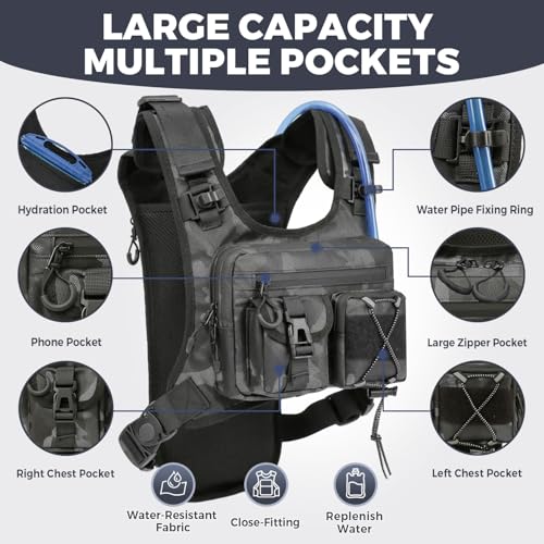 Criuage USA Patent Running Hydration Vest Backpack, Lightweight Chest Pack with 2.0L Water Bladder Bag Daypack for Hiking Running Cycling Race Marathon for Women Men - color: Camo