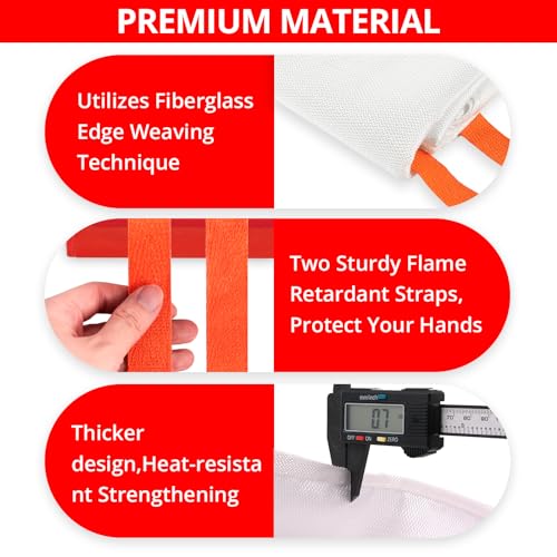 Emergency Fire Blanket for Home and Kitchen - 8 Pack 40"x40" Flame Suppression Fiberglass Fire Blankets for House Camping Car Warehouse Office Emergency Survival Safety