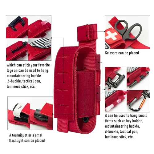 Upgrade Laser Cut 1000D Molle Torniquet Pouch, Tactical Medical Tourniquet Pouch Holster - color: 2PCS-RED