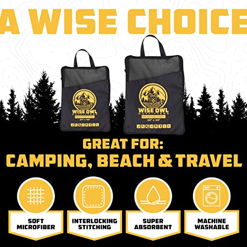 Wise Owl Outfitters Microfiber Camping Towel - Quick Dry Towel for Travel, Backpacking, Hiking, Beach, Gym & Yoga - Compact, Fast Drying & Lightweight - color: Grey, size: Large (24x48) + Washcloth (12x12)