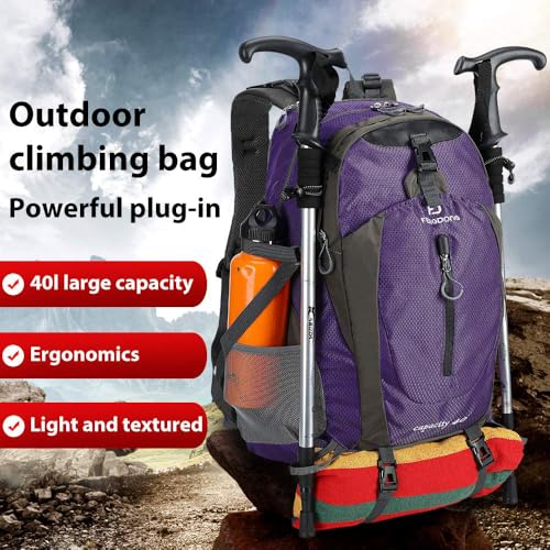 FENGDONG 40L Waterproof Lightweight Hiking,Camping,Travel Backpack for Men Women Purple - color: A3- Purple