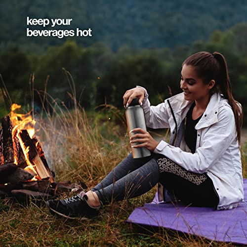 Stainless Steel Insulated Water Bottle and Travel Mug for Hot and Cold Beverages, Wide Mouth, Double Wall Insulated Hydration Sports Water Bottle for Hiking, Biking, Outdoor, 22 OZ BPA Free - color: Stainless Steel, size: 22 Ounces