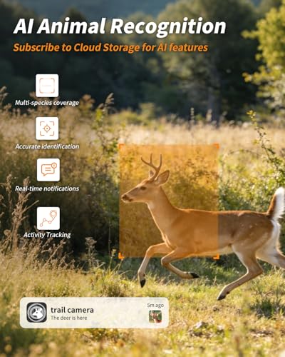 Loatos Trail Camera, Cellular Trail Camera with AI Animal Detection, Game Camera Built-in SIM Card 4G Unlimited Data Plan 2K Live View Game Cameras with Night Vision Motion Activated Waterproof IP66