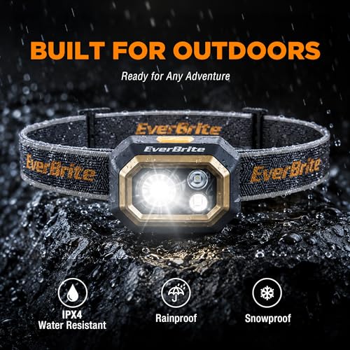 EverBrite 700 Lumens Rechargeable Headlamp with White Red Green Light Modes | 700 Lumens, White Red Green Light Modes, Stepless Dimming, Memory Function, 60° Tilt, 6 Modes for Hunting, Camping, Hiking - size: Small