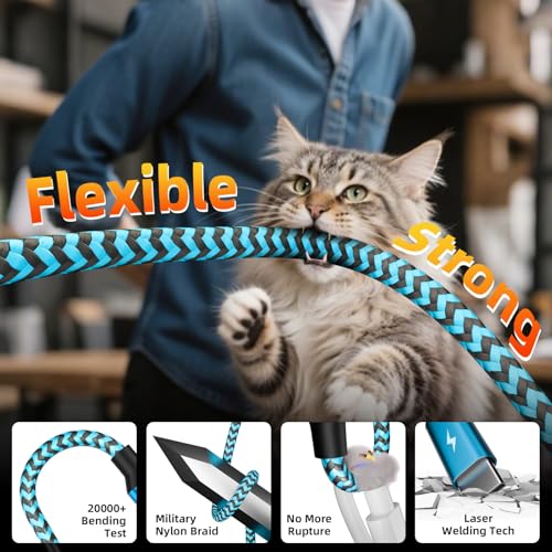 Travel USB C 4 in 1 Charging Cords,Four Type C Ports Mulit Charging Cable - color: Blue